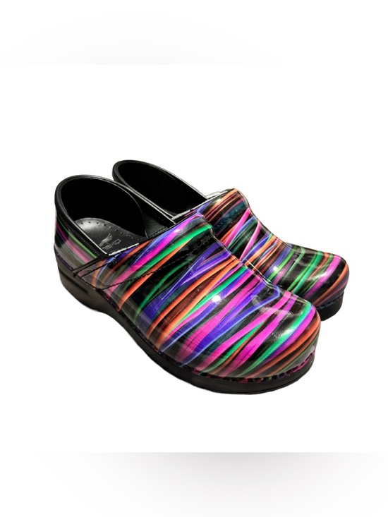 Dansko Shoes - Dansko Professional Clogs Women's 38  Multicolor Striped Patent Leather Comfort